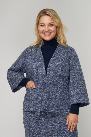 Жакет женский Незнакомка 10.8452.669 трикотаж"букле" ((56) 164-112-120, сине-белый)