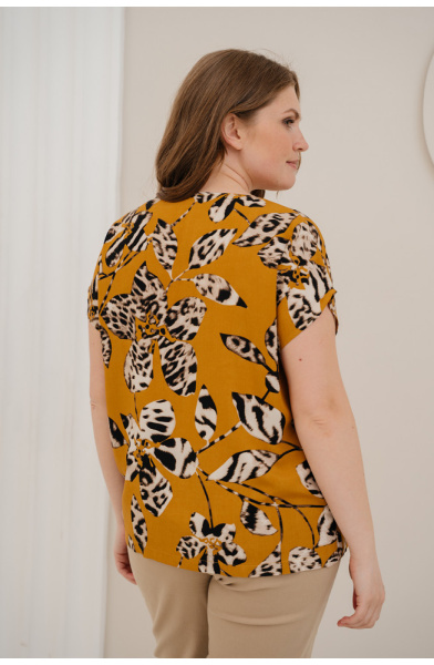 Блузка Незнакомка 03.9377.2153 штапель "цветы-леопард"