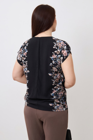Блузка Незнакомка 01.9467.2779 штапель "купон-цветы ((50) 164-100-108, черный)