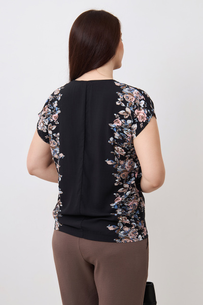 Блузка Незнакомка 01.9467.2779 штапель "купон-цветы ((50) 164-100-108, черный)