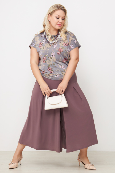 Блузка Незнакомка 03.2160.2154  масло ((44) 164-88-96, цветы на сером)