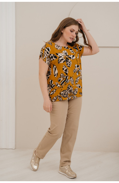 Блузка Незнакомка 03.9377.2153 штапель "цветы-леопард"