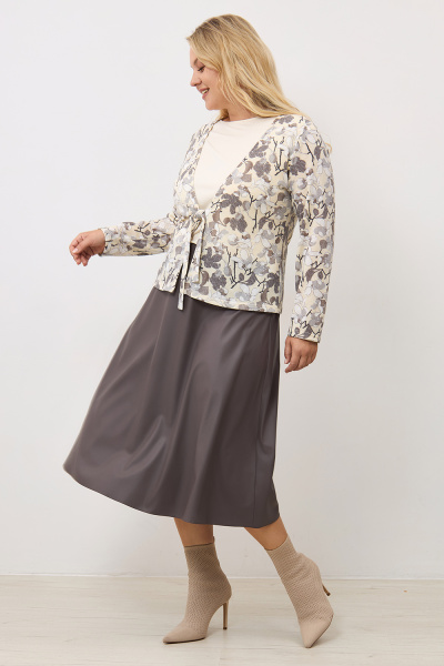 Юбка Незнакомка 04.8485.1748 кожа стрейч ((44) 164-88-96, серо-бежевый)