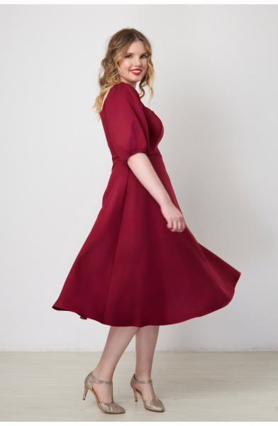 Платье Незнакомка 00.9280.2745 ткань костюмная ((44) 164-88-96, бордовый)