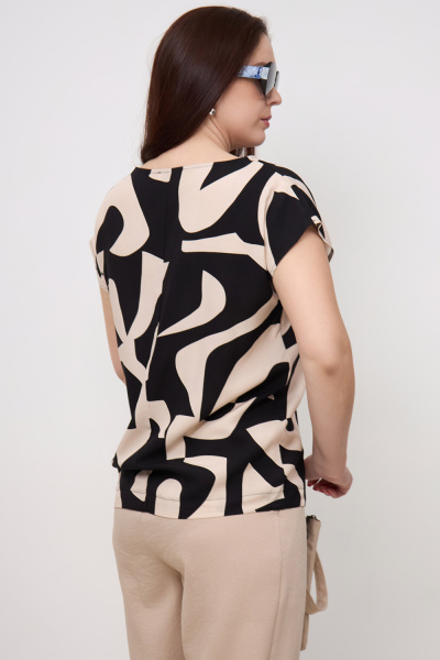 Блузка Незнакомка 03.9507.2361 штапель ((48) 164-96-104, бежево-черный)