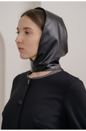 Капор женский Незнакомка 17.8449.2736 трикотаж-кожа ((50) 164-100-108, черный)