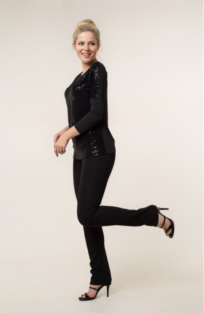 Брюки Незнакомка 05.8304.1944 трикотаж рубчик ((48) 170-96-104, черный)