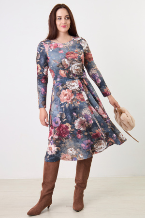 Платье Незнакомка 00.8481.1660.96 трикотаж-ангора  ((44) 164-88-96, цветы на сером)