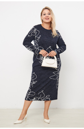 Платье Незнакомка 00.8482.2823 трикотаж-ангора ((44) 164-88-96, сине-белый)