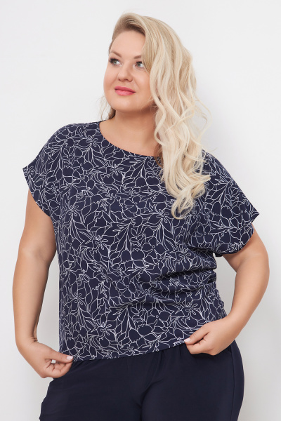 Блузка Незнакомка 03.9459.2154 ткань блузочная ((44) 164-88-96, сине-белый)