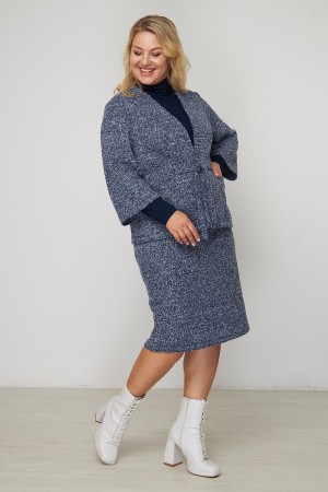 Жакет женский Незнакомка 10.8452.669 трикотаж"букле" ((56) 164-112-120, сине-белый)