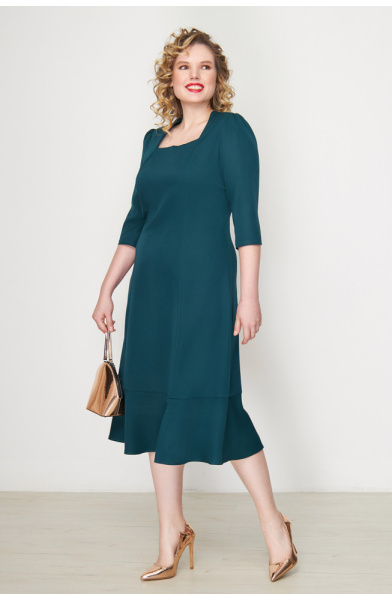 Платье Незнакомка 00.9280.2825 ткань костюмная ((56) 164-112-120, темно-зеленый)