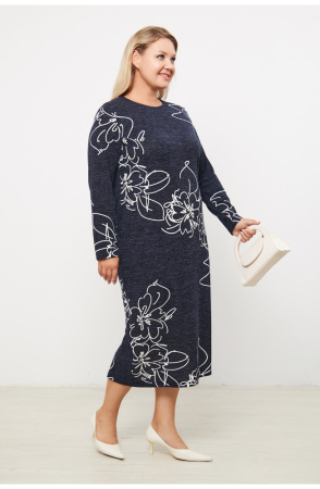 Платье Незнакомка 00.8482.2823 трикотаж-ангора ((44) 164-88-96, сине-белый)