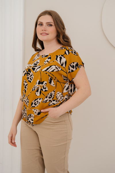 Блузка Незнакомка 03.9377.2153 штапель "цветы-леопард"