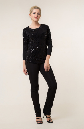 Брюки Незнакомка 05.8304.1944 трикотаж рубчик ((48) 170-96-104, черный)