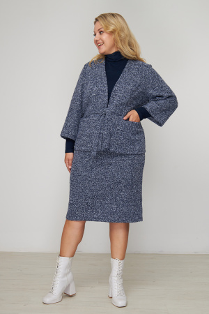 Жакет женский Незнакомка 10.8452.669 трикотаж"букле" ((56) 164-112-120, сине-белый)