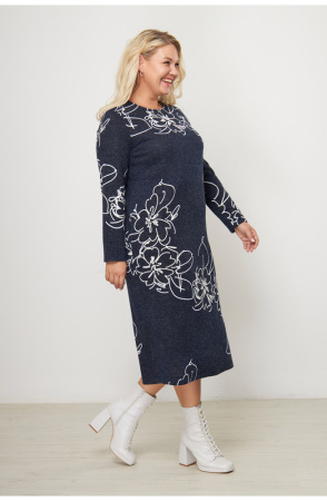 Платье Незнакомка 00.8482.2823 трикотаж-ангора ((44) 164-88-96, сине-белый)
