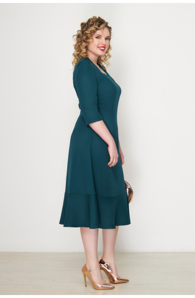 Платье Незнакомка 00.9280.2825 ткань костюмная ((56) 164-112-120, темно-зеленый)